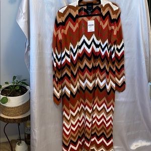 Maxi Retro Zig-Zag Knot Cardigan